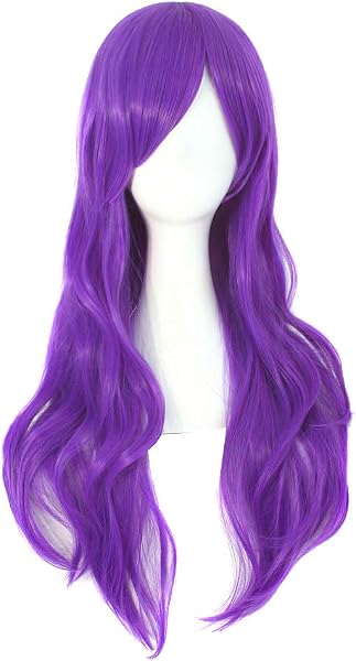 MapofBeauty 28" langes lockiges Haarspitzen Kostüm Cosplay Perücke (lila) - 1