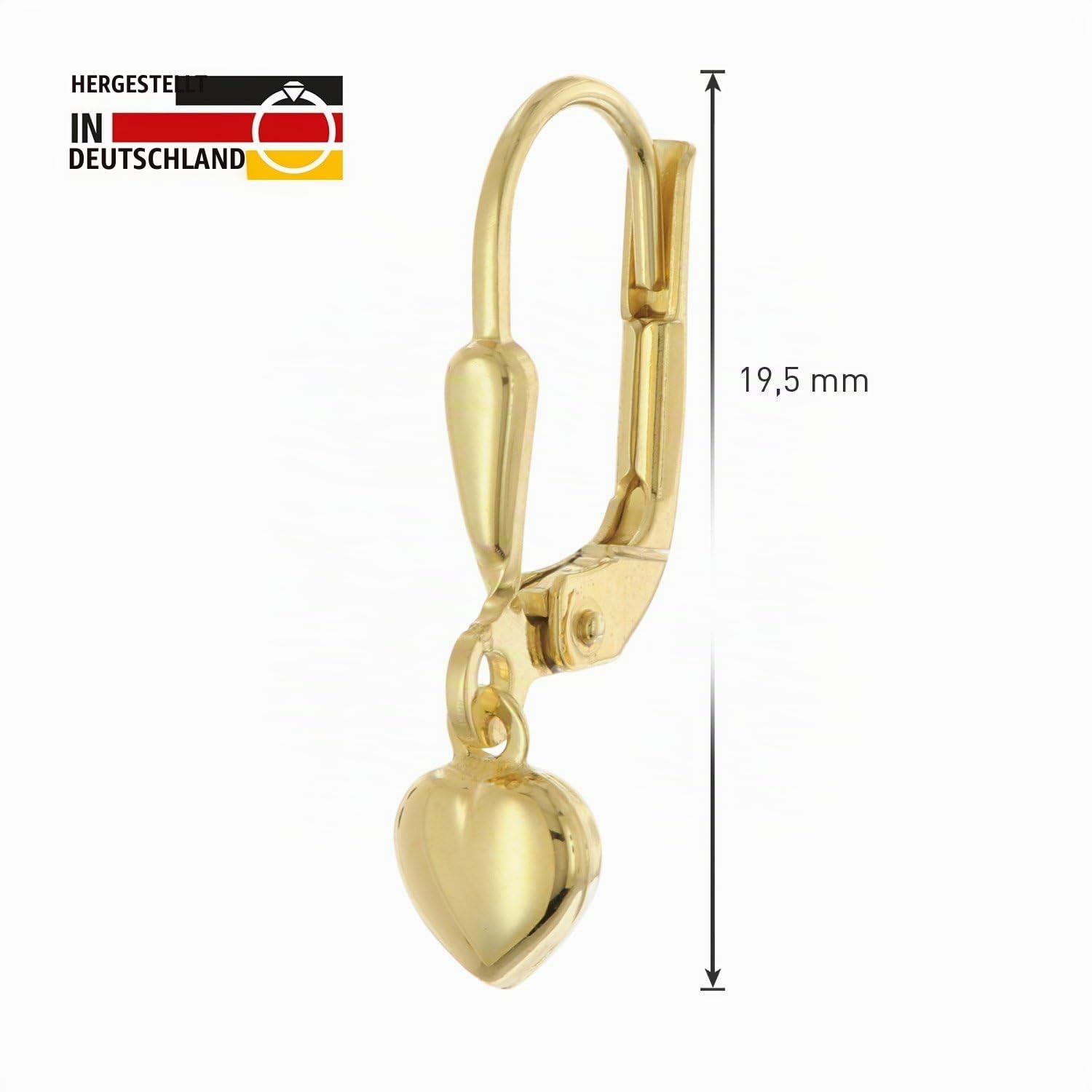 trendor Kinder-Ohrringe Gold 333 / 8K Herz-Ohrhänger 28465