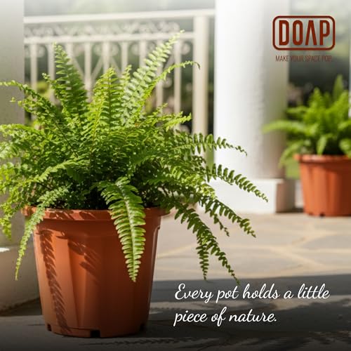 Image of DOAP UV Protected 12 inch Plastic Garden Large Flower Pots, Terracotta Color, Pack of 5, Indoor & Outdoor Balcony Planter, 12x10 Inch Gamla, Weather Proof, Non-Fading, Lightweight (5, Terracotta)