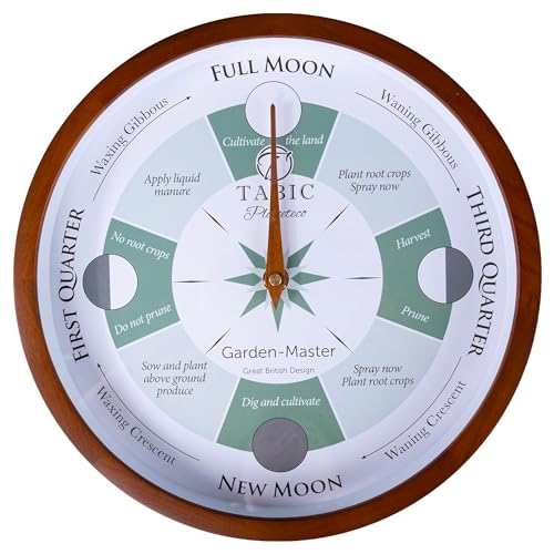 TABIC Planeteco Garden Master - Moon Gardening Clock - Lunar Harmony Guide with Moon Clocks -Essential Gardening Tool for Biodynamic & Organic Gardening - Transform Your Garden - Dark Stain