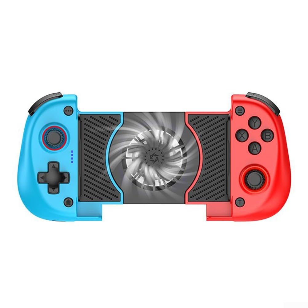 RiseNova Controlador de juegos móvil con ventilador de refrigeración y joysticks de efecto Hall, gamepad inalámbrico para iOS para Android, 370 mAh de largo para la duración de la batería (azul)
