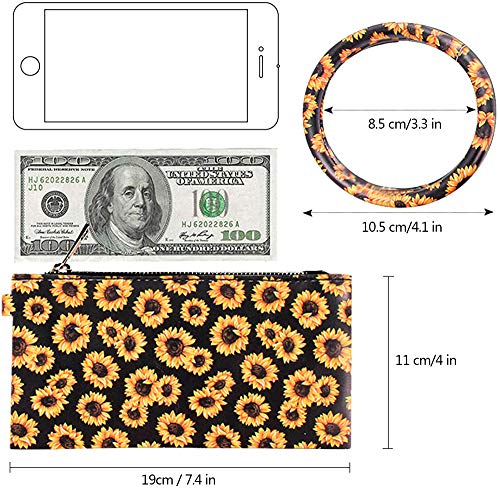 momo mo Key Chain Bracelets Women Keyring Bangle Circle Faux Leather Keychain With Wallet Wristlet Card Holder2