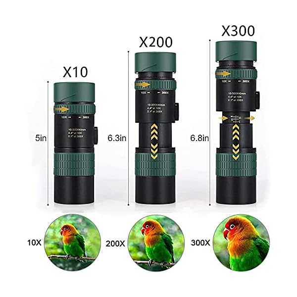 4K 10-300X40mm Monokular Teleskop HD Fernrohr Wasserdicht Beschlagfrei Stoßfest Telezoom mit Smartphone Halterung… – Bild 5