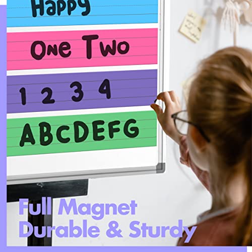10 Pack Magnetic Sentence Strips, 5 Colors Ruled Rainbow Writing Strip Dry Erase Sentence Learning Strip for School, Office, Classroom Supplies (Yellow/Pink/Blue/Green/Purple, 17 x 3) - Image 4