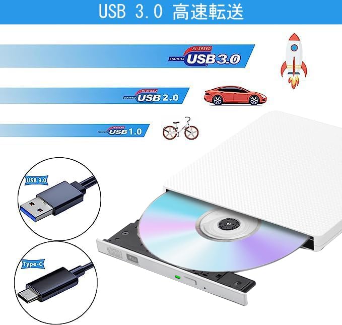 Amazon.co.jp: 外付CD・DVDドライブ DVDレコ CD/DVD-Rプレイヤー