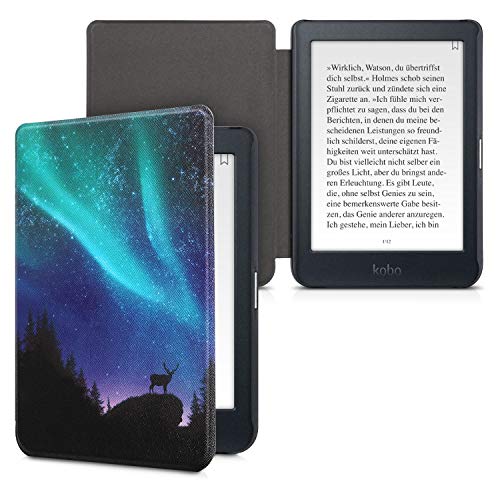 kwmobile hoes compatibel met Kobo Nia - Case voor e-reader in turquoise/blauw/zwart - Noorderlicht Hert - Image 6