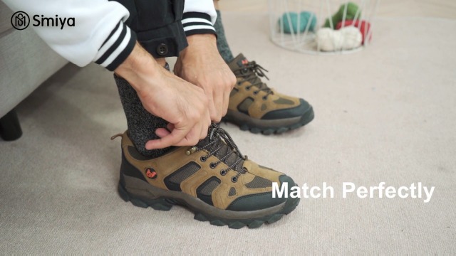 COOPLUS Men's Merino Wool Hiking Socks - 4 Pairs Thermal Crew Socks For Winter & Work