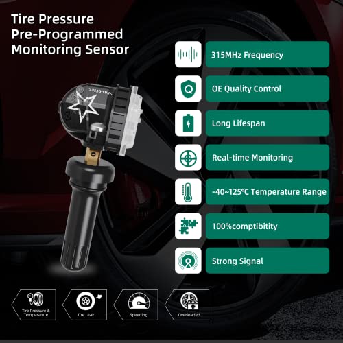 CDWTPS TPMS Sensor GM 4-Pack, 315MHZ Tire Pressure Monitor System for GM| GMC | Chevy | Buick | Cadillac Replace#13598771,13598772,13586335,13581558,20923680 - Image 4