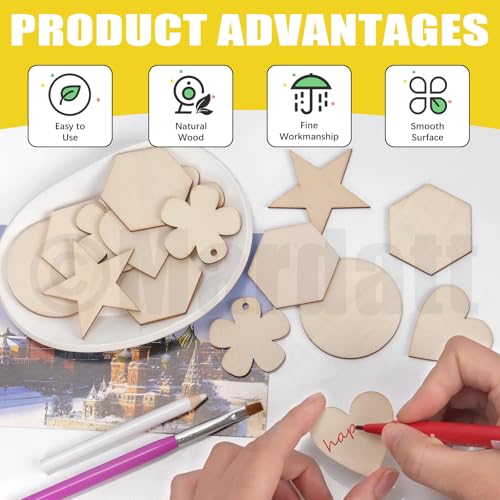 Mardatt 200Pcs Unfinished Wooden Slices - Image 4
