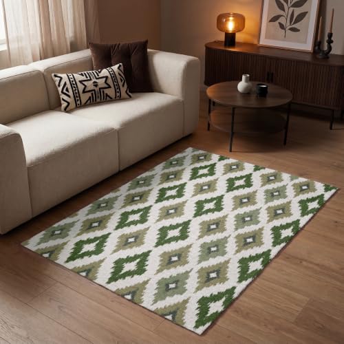 Tapete para sala rectangular verde decorativo 120x180 moderno OnlyWow 3