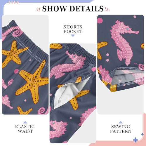 ZZXXB Lovely Seahorse Starfish Boys Long Pants Soft Trousers Elastic Waist Kids Lounge Bottoms with Pockets S-XL4