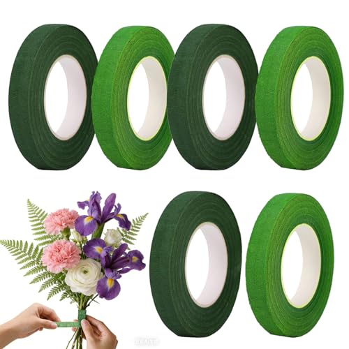 Nakalixir 6 Rolls Floral Tape 1/2inch Florist Tape Arrangement Supplies Flower Tapes 30 Yd/Roll