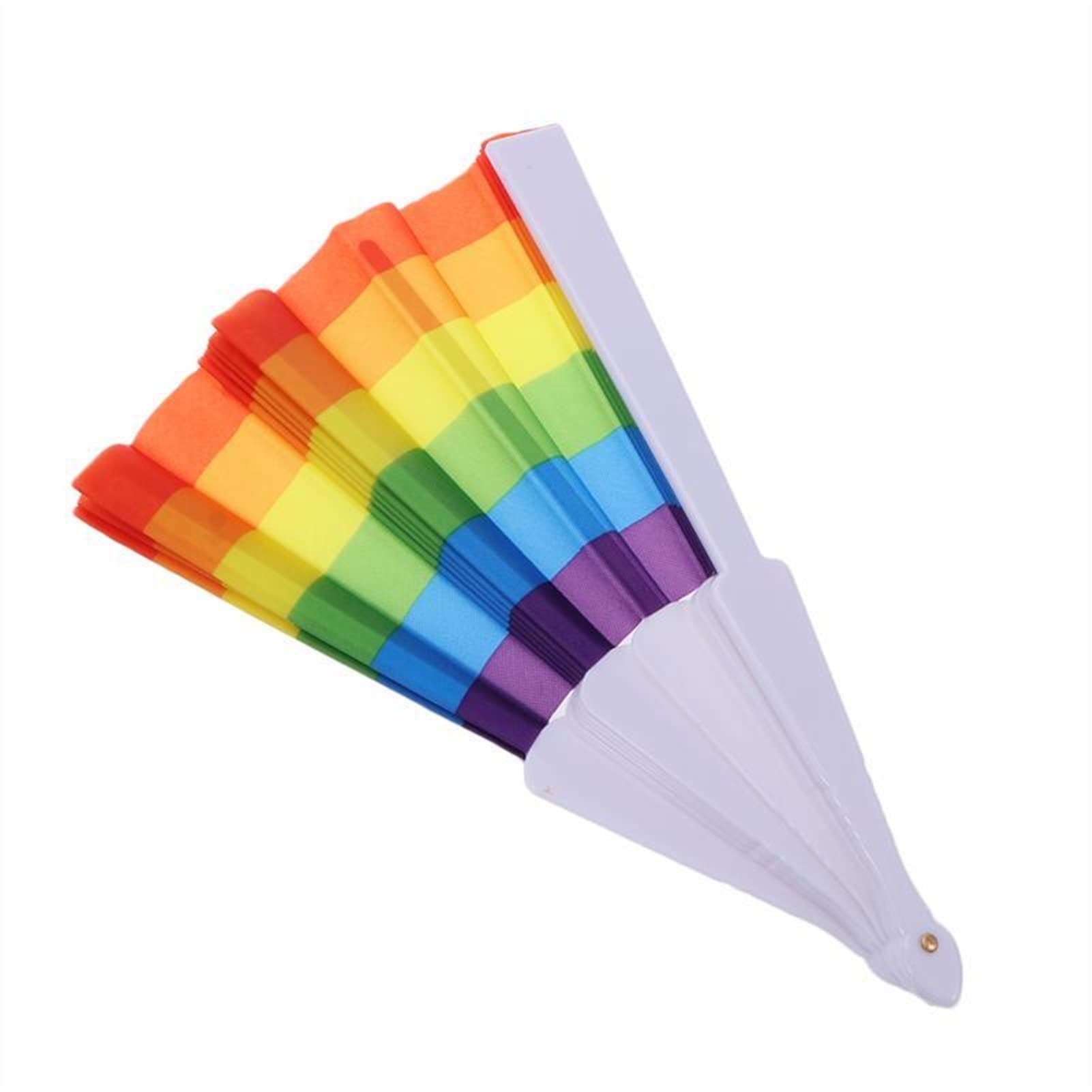 RWRAPS 23 cm Regenbogen-Faltfächer, Regenbogen-Fächer, Liebhaber-Fächer, langlebiger Stoff, Geschenk-Faltfächer, Schwule Hochzeitsdekorationen, Fächer für Tanz, Party-Requisiten, Dekoration (A) (B)