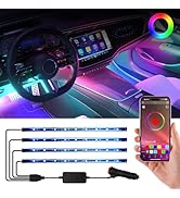 RGB LED Car Interior Light Strips with App Controls, Footwell Lighting for Car,Interior Car Light...