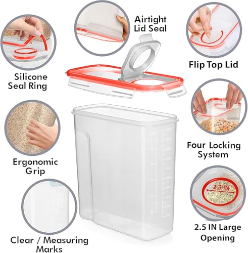 Image of Shazo 2 Pack (6.3L / 213OZ) EXTRA Large Airtight Food Storage Cereal Containers for Bulk Food Storage BPA-Free Plastic Container, Pantry Organization and Canister for Rice, Pasta, Sugar & Flour