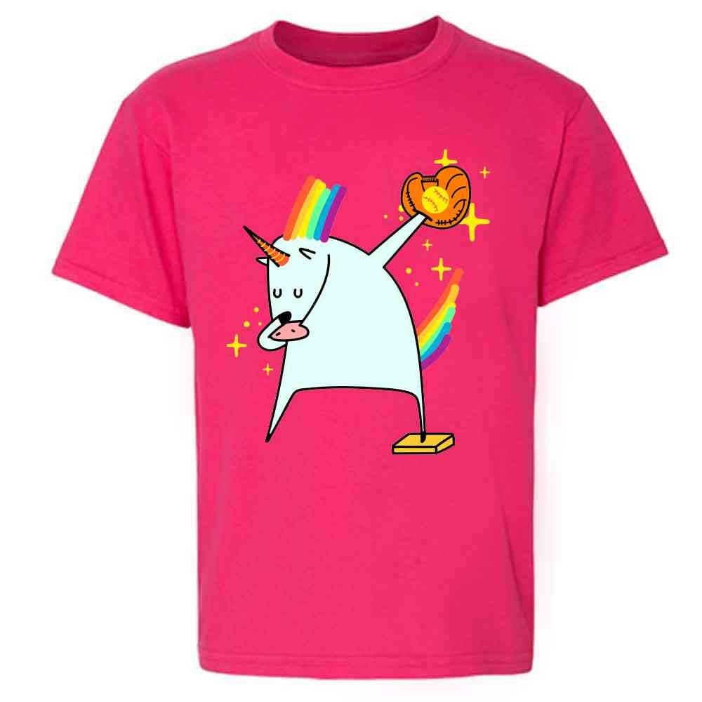 Dabbing Unicorn Softball Shirt Youth Kids Girl Boy T-Shirt