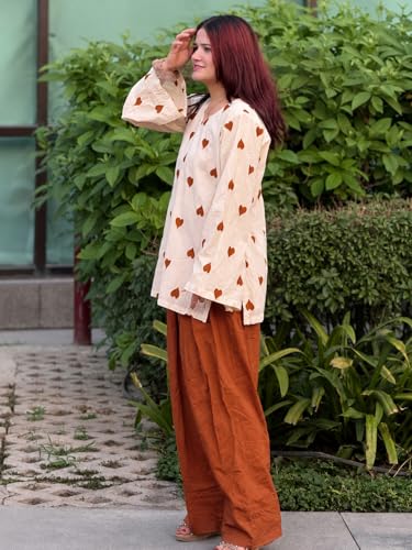Image of ANNI Designer Farshi Salwar Suit for Women Viscose Embroidered | Co Ord Set for Woman | Straight Kurta Palazzo Outfit Round Neck V Slit Long Sleeve Ethnic Dress Womens Clothing