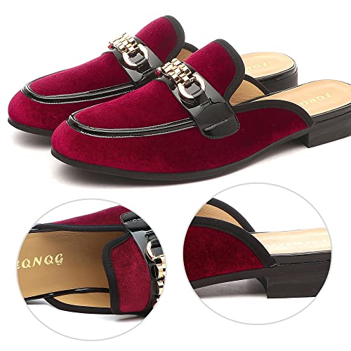 Mens Mules Mens Velvet Slippers, Flats Stylish Formal Wear Backless Loafers, Slip On Loafers Work Slides Casual Half Loafers Sandals Shoes4