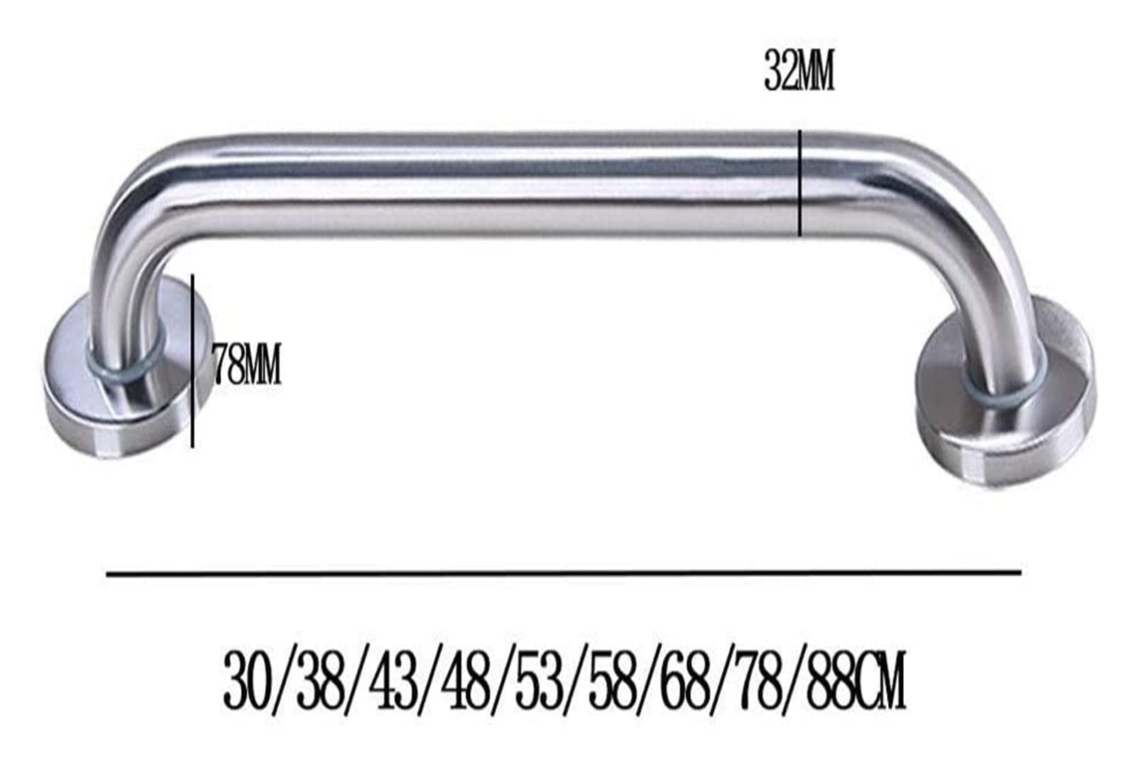 Maniglioni di Sostegno, Corrimano di Sicurezza in Acciaio Inossidabile, Braccioli per Anziani E Disabili, Maniglia Home Assist per Vasca da Bagno, Gradini, Corridoio. Dim,30cm