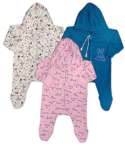 Image of New Born Baby Clothes Set Romper & Sleepsuit For Baby 0-3 Months (Pack of 3)