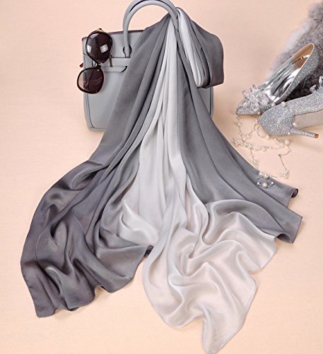 K-Elewon Women Scarf Silk Scarf Gradient Colors Scarves Headscarf Fashion Scarves Long Lightweight Shawls for Women H124