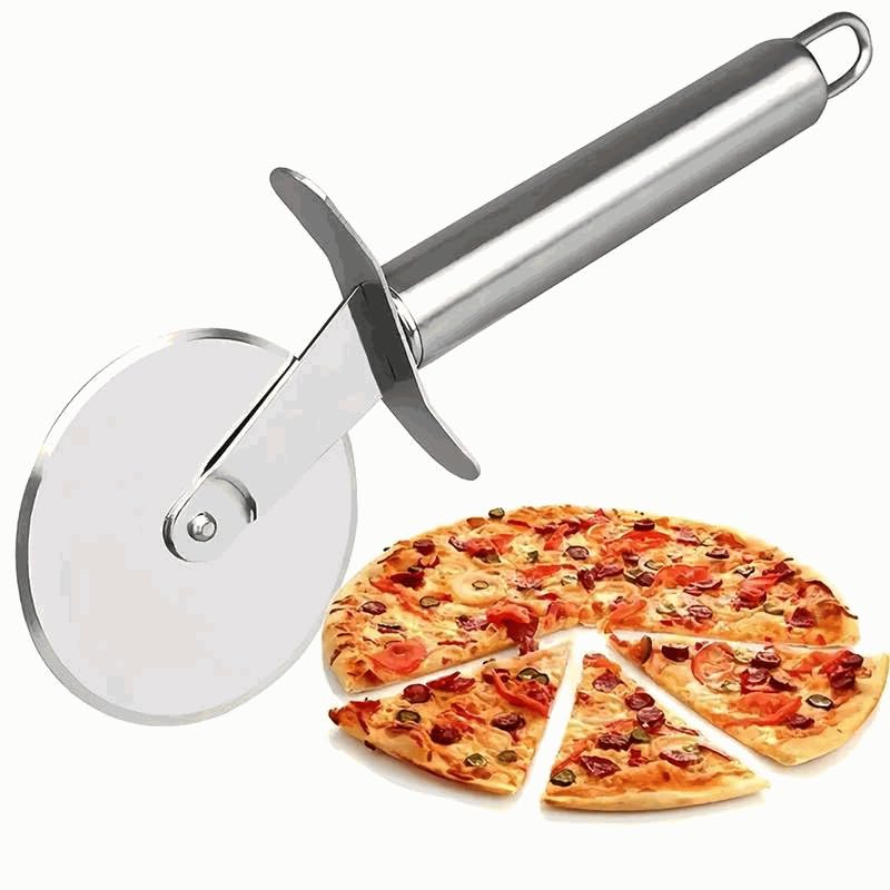 Cortador de pizza, Corta Pizza, Cortapizzas de Rueda, Corta Pizza Professional, Cortapizzas, Cuchillo pizza, Apto para lavavajillas, Rueda 6.5 cm diámetro acero inoxidable, Longitud 20.5 cm