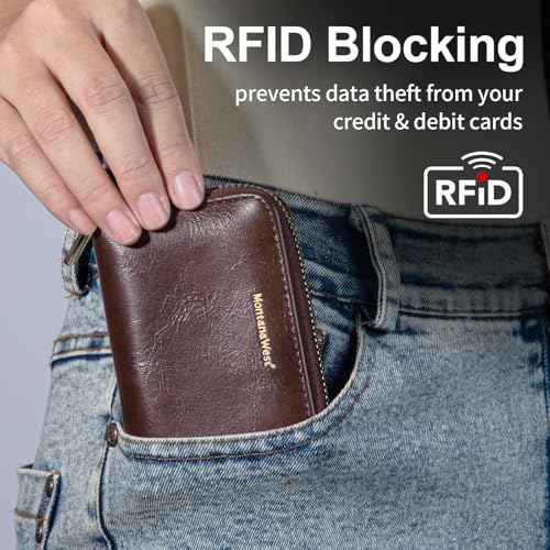 Image of Montana West Small Credit Card Holder Compact RFID Card Wallet Slim Card Organizer Case with Zipper Gift Card Holder for Women Men