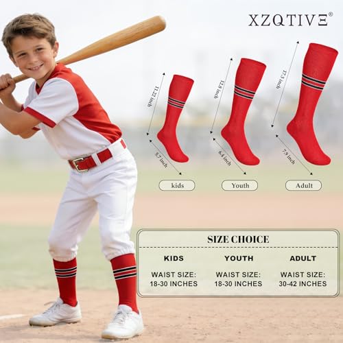 Image of XZQTIVE Baseball Softball Socks and Belt Combo Set Adjustable Softball Socks and Elastic Belt for Kids Youth Adult