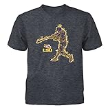 FanPrint LSU Tigers T-Shirt - Baseball Player On Fire - Youth Tee/Dark Grey/M