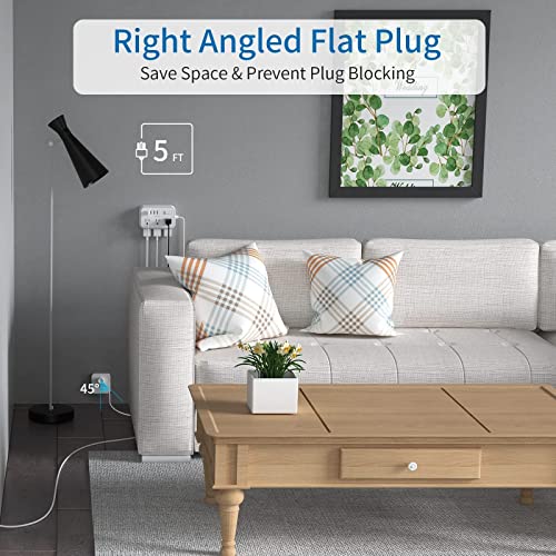 Travel Power Strip with USB Ports Bundle, NTONPOWER Desktop USB Power Strip, 5ft Portable Extension Cord with USB Ports, Nightstand Desktop Charging Station for Home Office Dorm Room Cruise, White - image 3