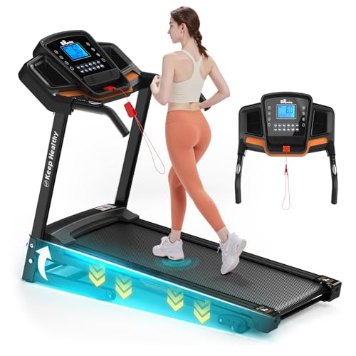 Image of FYC 3.5HP Folding Treadmill for Home with Incline (0.5-10 MPH), 330 lb Weight Capacity - Bluetooth, App Connectivity - Ideal for Walking, Jogging & Running Under Desk Treadmill(Orange)