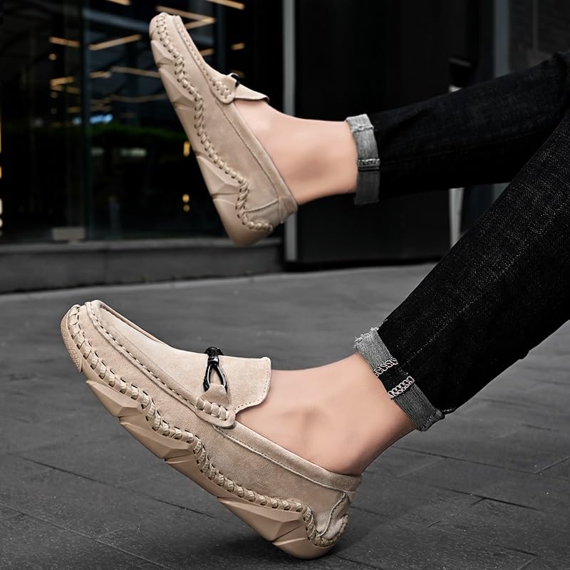 Men's Loafers Round Toe Solid Color Suede Loafer Shoes Flexible Anti-Slip Flat Heel Wedding Slip-on4