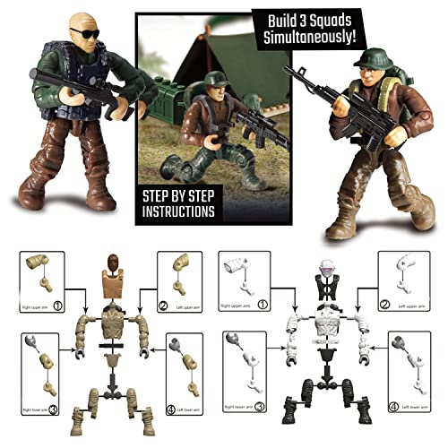 Special Forces Mini Action Figures - Includes 3 Building Sets - with 6 Soldiers, Infantry Battalion, Recon Outpost, Side Pursuit - Special Troops Toy Gifts for 10 11 12+ Boys Kids Girls, 356 Pcs