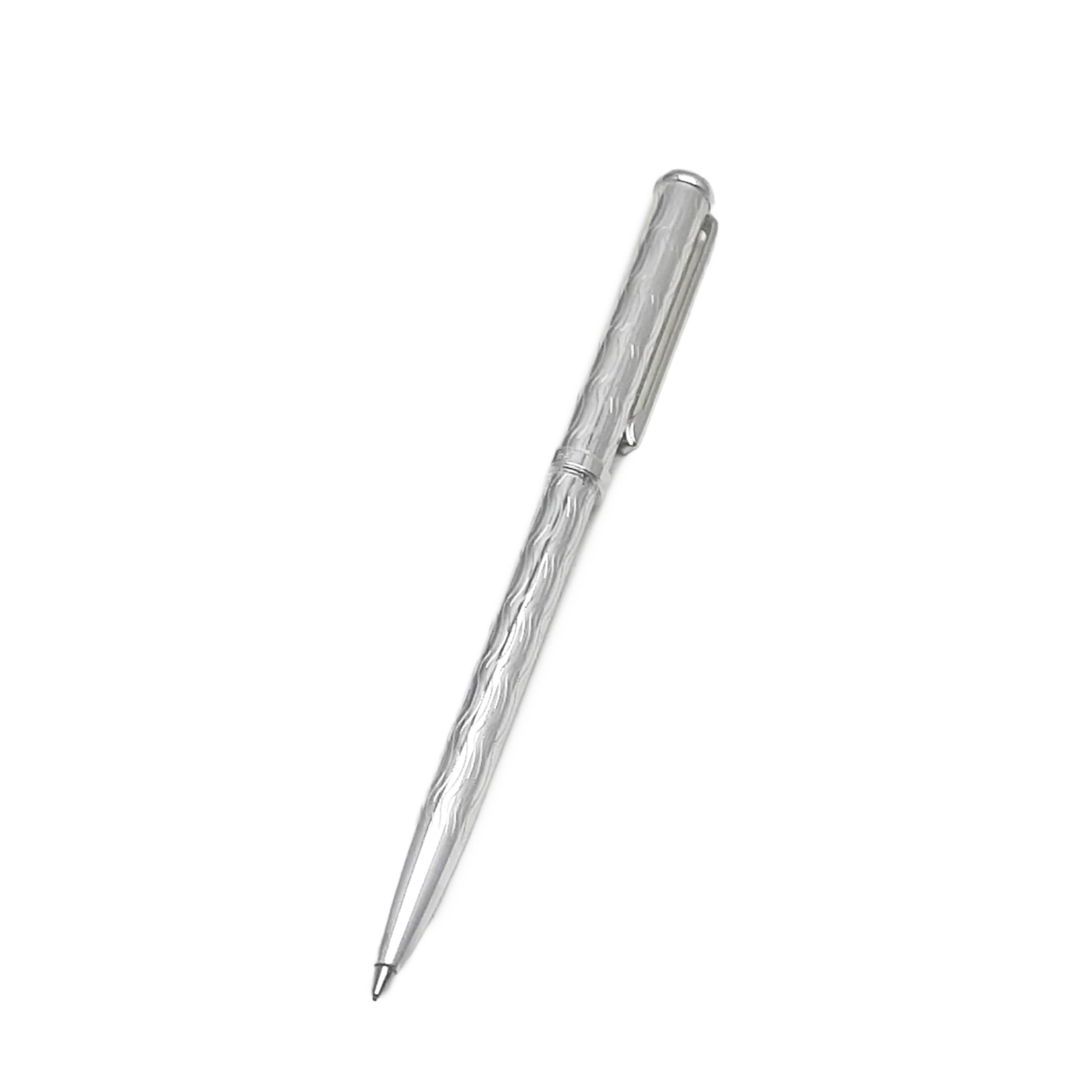Generico Portamine in argento sterling 925/1000 finemente incise con decorazione guillosce onde made in Italy confezione laccata in legno nero