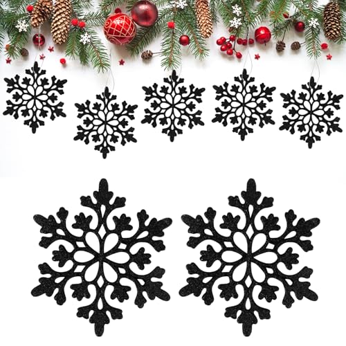 HERZONE 30pcs Weihnachtsschmuck Glitter Schneeflocken Weihnachtsbaum...