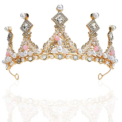Hochzeit Tiara, Diademe für Mädchen Krone, Diadem Tiara, Prinzessin Krone, Diadem Tiara Gold, Kristall Diadem, für Hochzeit, Festzüge, Party, Geeignet für Erwachsene und Kinder Cover