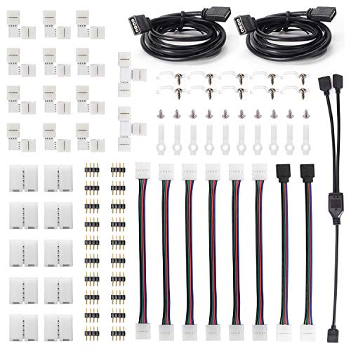 Led 5050 Connector Kits 10mm 4Pin,Includes Most Solderless Led Strip Connectors,Provides Most Parts for DIY