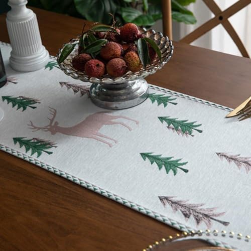 Chemin de table jacquard cerf pour décorer votre repas de fête