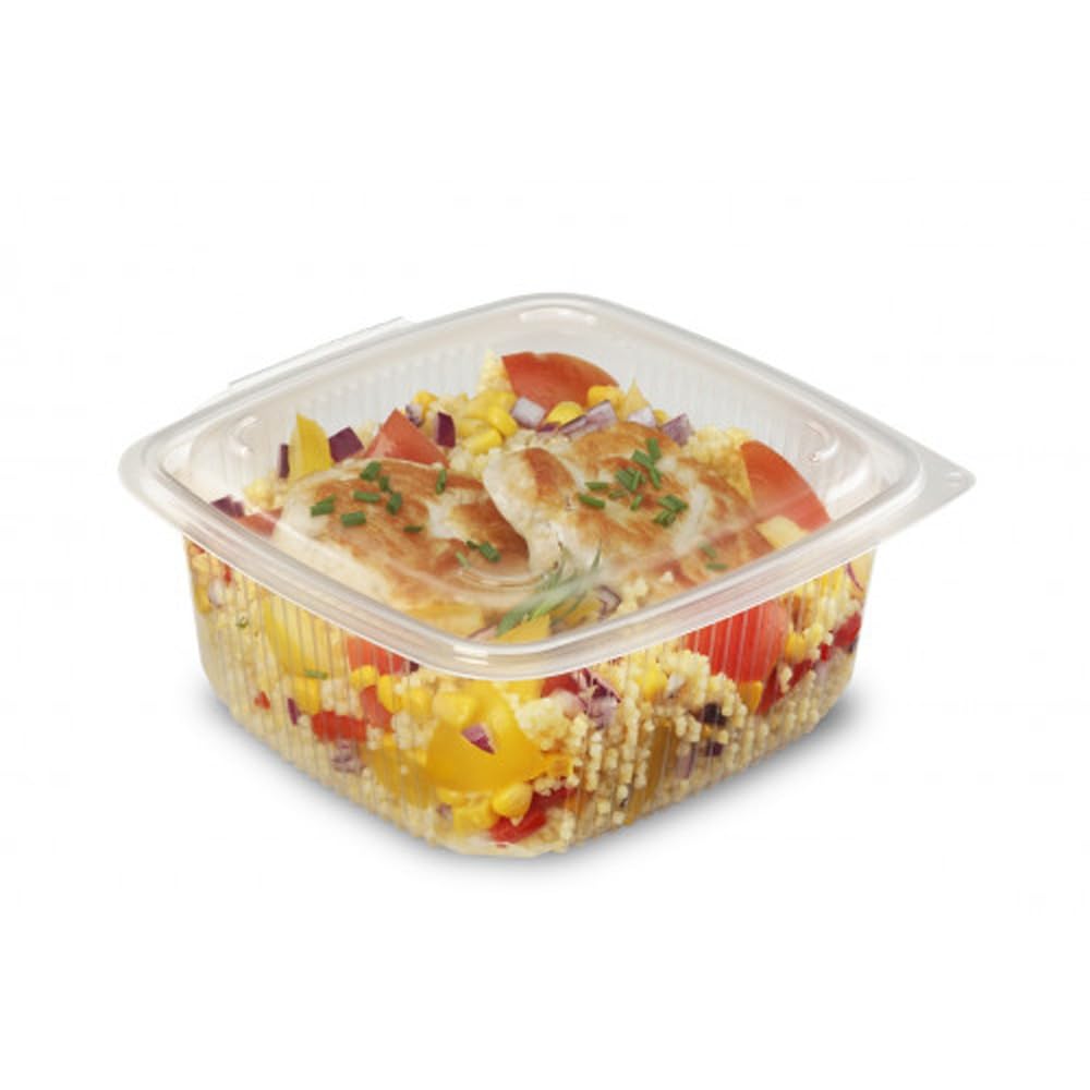 Générique 100 barquettes fraicheur à charnière 1000 cc en plastique PET pour salade et aliments froids