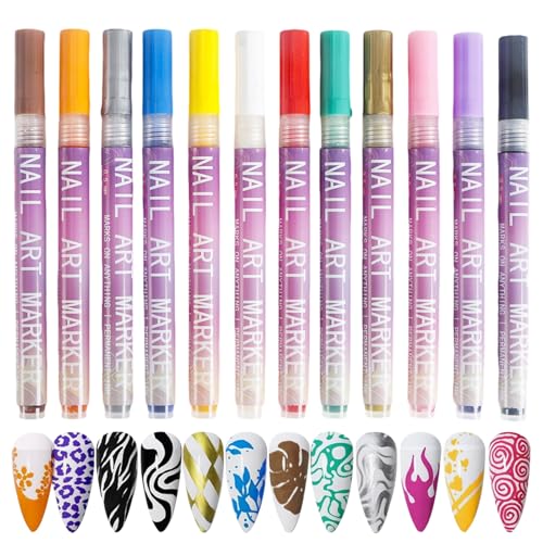 Stylo de dessin à ongles – Kit de manucure à séchage rapide avec 12 couleurs, outils de manucure pour professionnels, débutants, femmes, filles, options...