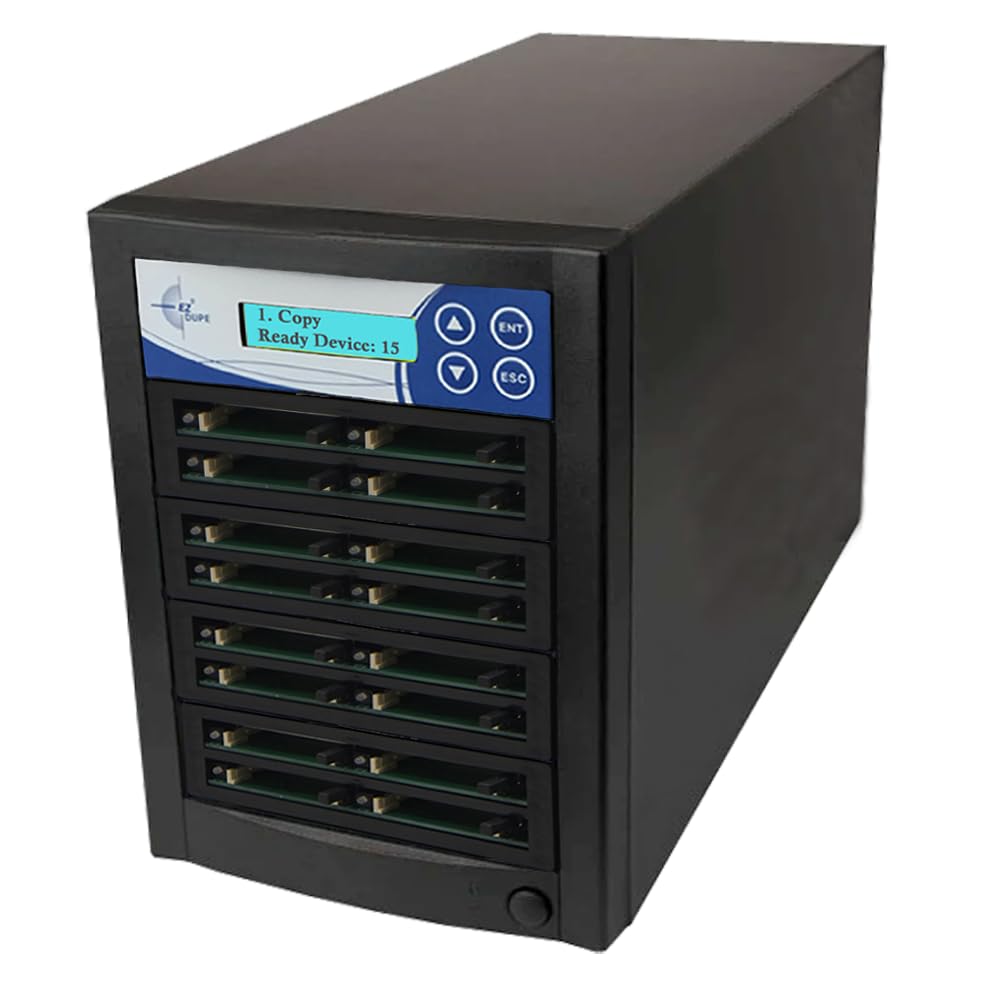 EZ Dupe 1 to 15 CF Duplicator - Multiple Compact Flash Card & Microdrive Cloner Copier and Eraser F15-SSP