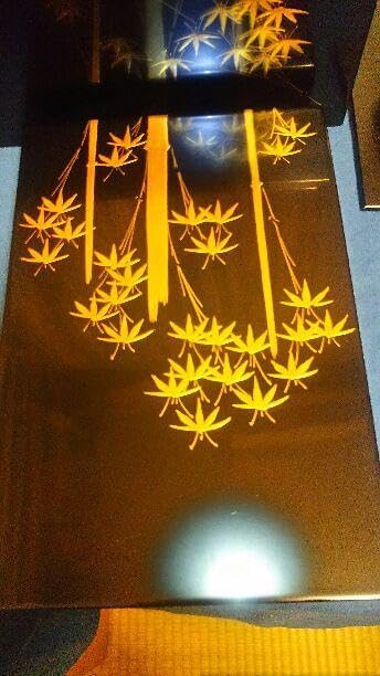 茶箱 木製真塗 竹文 塗三点セット 和敬板付