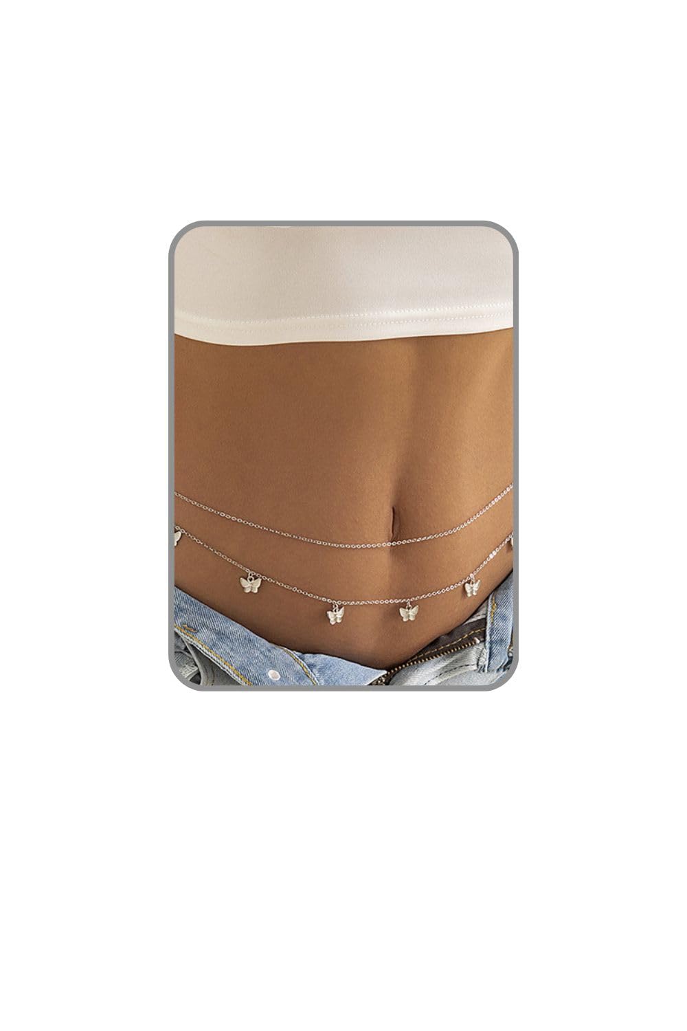Fabme Women's Waist Chain - Stylish Saree Gold Plated Belly Chain 2 Layered Body Hip Chain for the Waist Ladies Sexy Bikini Jewelry (26-42 In)
