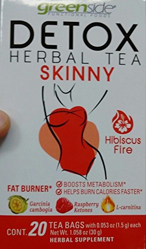 greenside Detox Herbal Tea Bags for Skinny - Fat Burner & Boost Metabolism - Herbal Body Supplements - 20 Cups (1.5-gram Serving/cup)