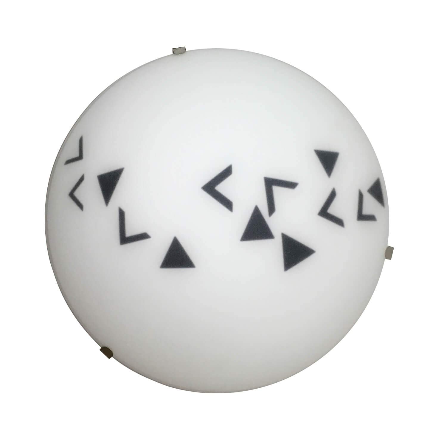 Onli Bianco Plafón De Cristal Blanco Satinado Con Motivo Geométrico De Color Negro. Diámetro: 25 Cm.