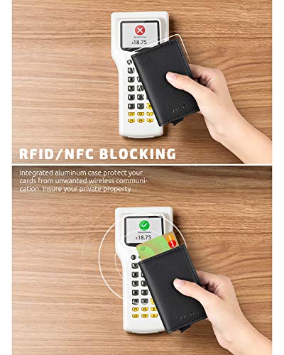 VULKIT Credit Card Holder RFID Blocking Leather Automatic Pop Up Wallet Aluminum Slim Pocket Business Card Case3