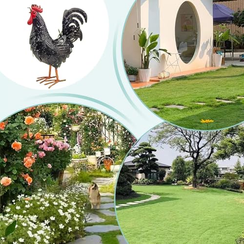 Statue de jardin en fer en forme de poulet pour déco de ferme - 5