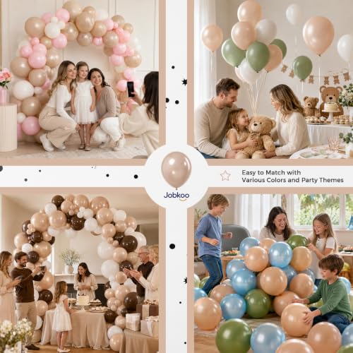 Image of Jobkoo Pearl Nude Balloons 12 Inch, Beige Apricot Neutral Latex Balloon