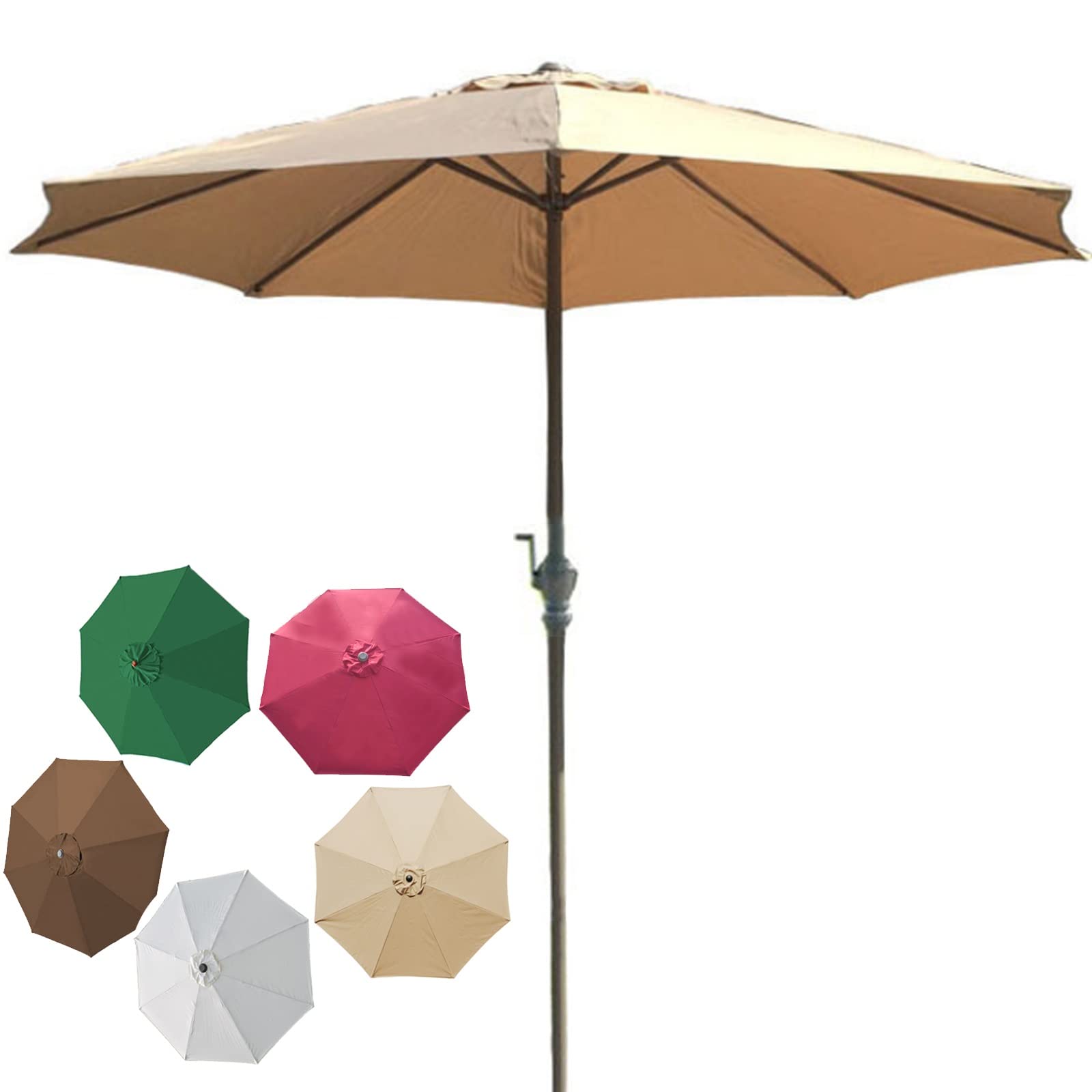 JOMRTS Garden Parasol,Sun/Rain Umbrella, Sun Shade for Outdoor, Rain Windproof Umbrella, Round, for Balcony, Dining Tables, Gardens, Patios, Decking, Outdoor Table Umbrella (Beige 118inch)