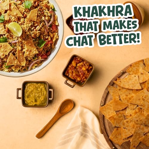 Image of JAWAI ROASTED WHOLE WHEAT METHI KHAKHRA COMBO KHAKRA- High Protein Healthy Snack, Diet-Friendly, Tea Time Snacks, Vacuum Packed Indian Snacks Pack of 4-200 Grams Each